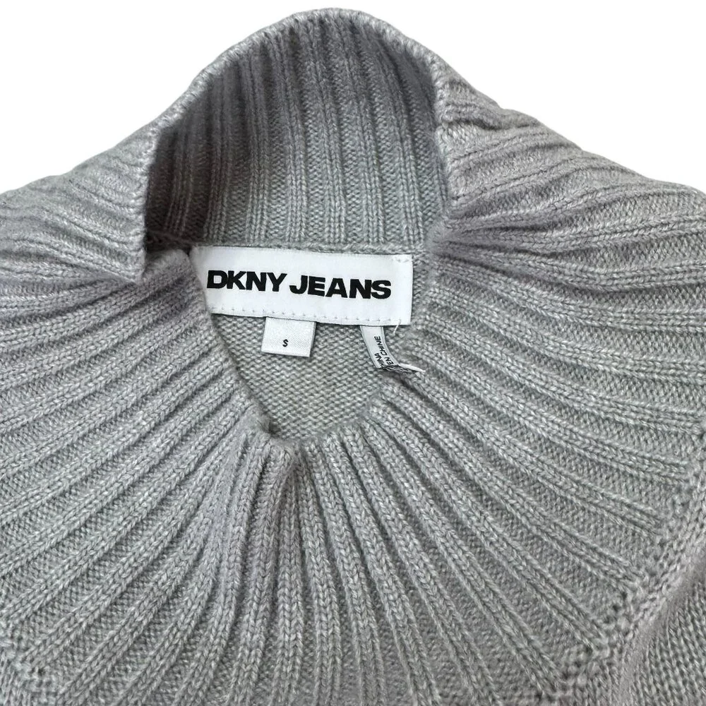 DKNY Jeans “New York” Gray Mock Neck Sweater Women’s Size S NWT | Cozy Pullover - Picture 7 of 8